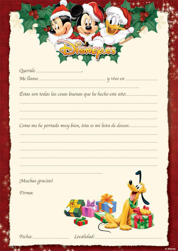 Carta a Papá Noel para los regalos de Navidad para imprimir
