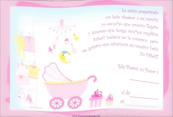 Invitaciones con frases bonitas para Baby Shower.