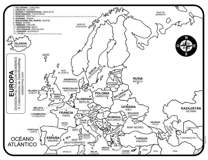 mapa de europa para colorear imágenes y dibujos del continente europeo