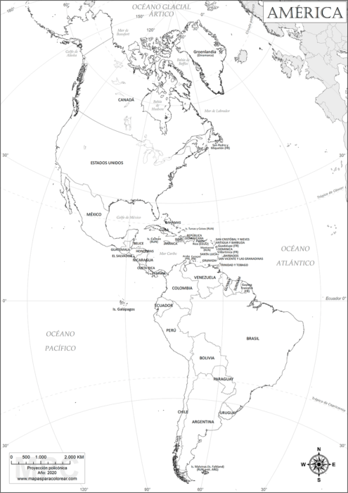 Mapa De América Para Colorear Imágenes Y Dibujos Del Continente 7295